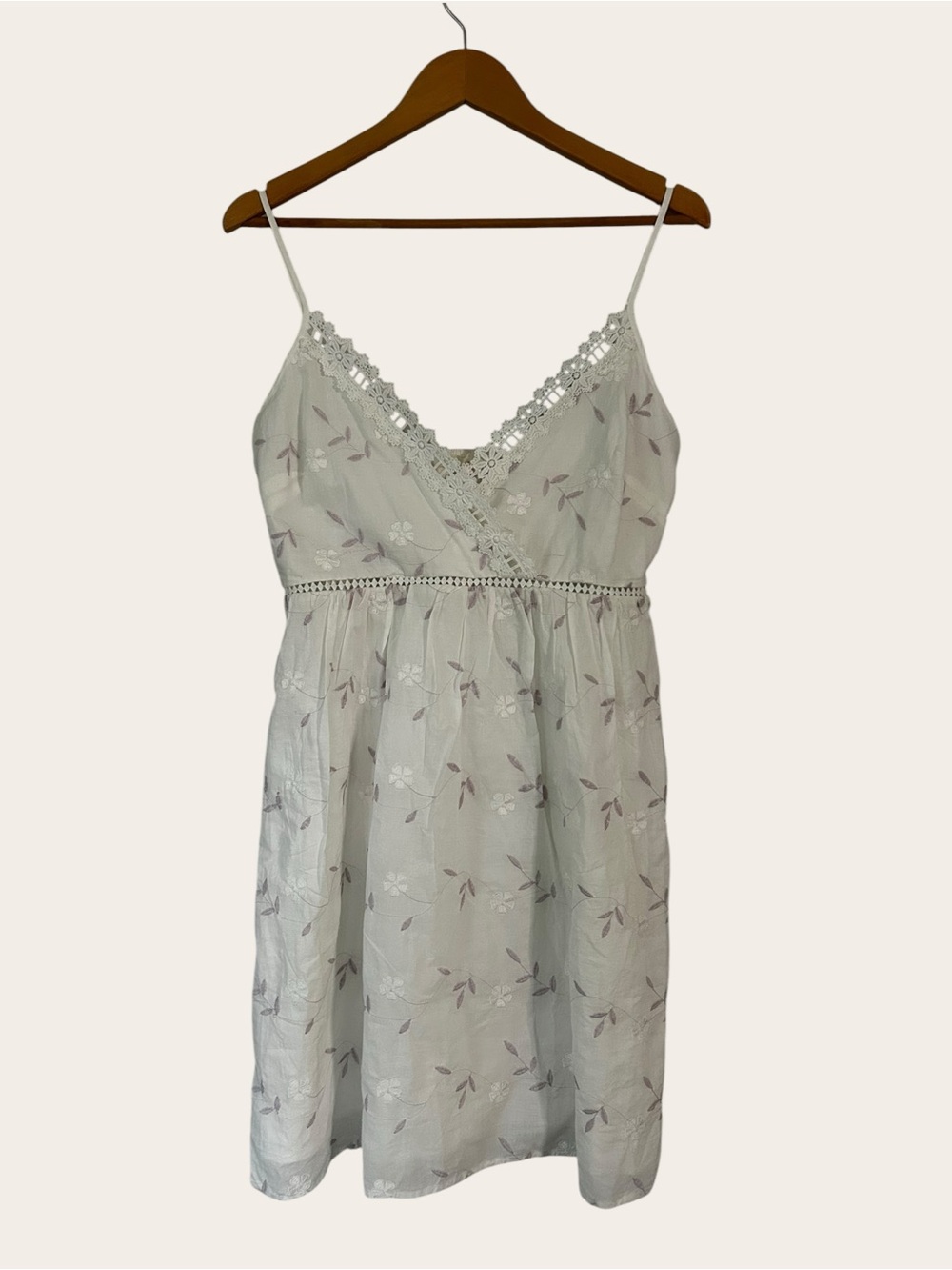 Luna Floral Lace-Trim Patterned Cotton Mini Dress
